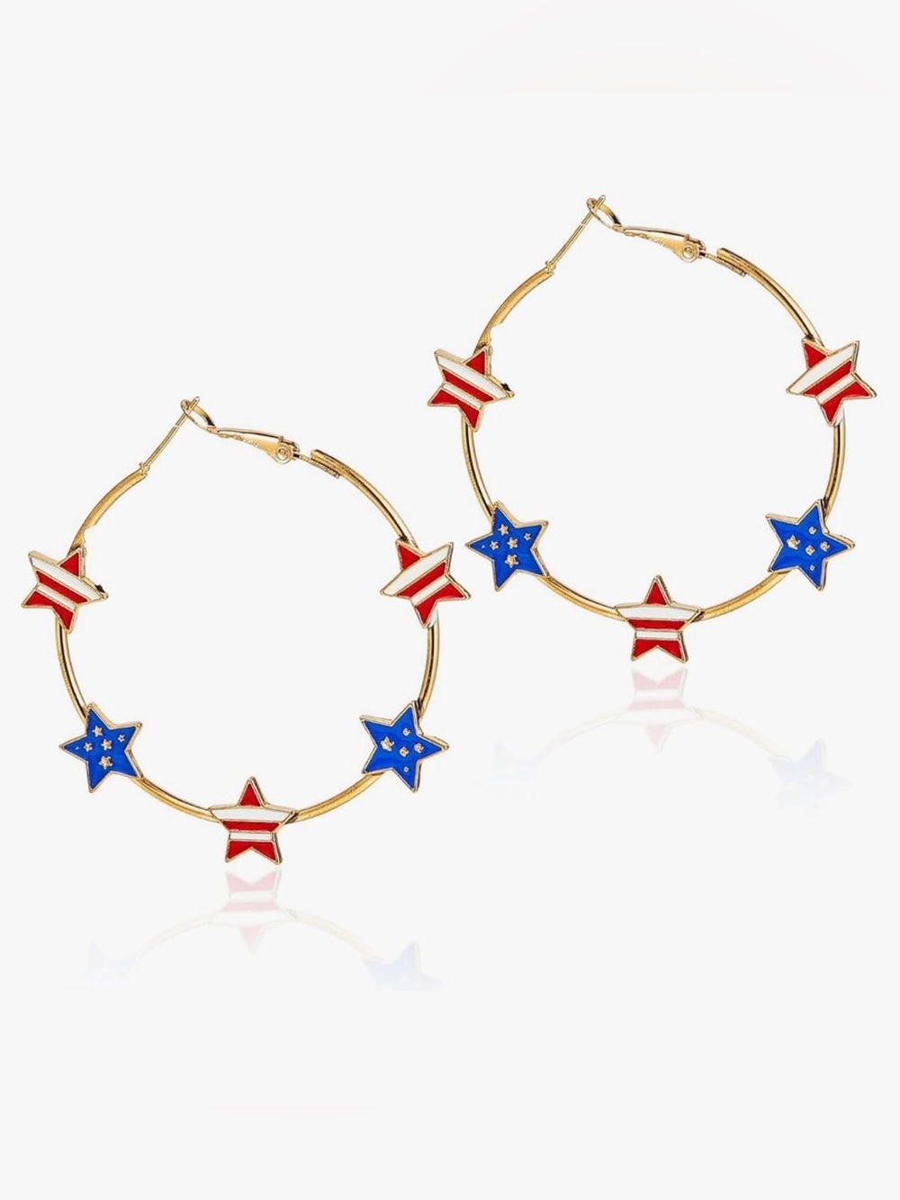 Patriotic Star Exaggerated Hoop Drop Earrings